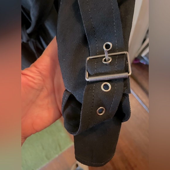 NWOT COALITION LA Jenny Suede Black Trench Coat 🧥 Vegan - Picture 10 of 13
